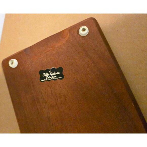 Vintage 1966 MCM Teak Serving Tray Bamboo Tile + Knife Charcuterie Never Used - Picture 5 of 5